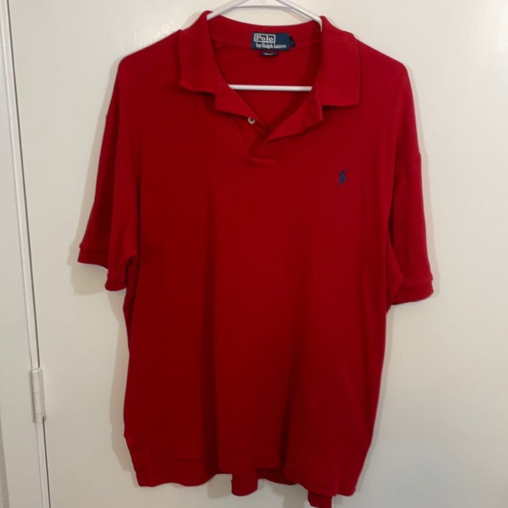 Polo by Ralph Lauren Mens Short Sleeve Cotton Polo, Red, Large